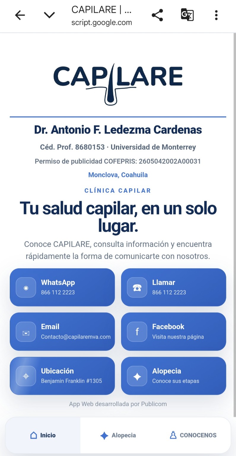 Tarjeta digital interactiva de Capilare