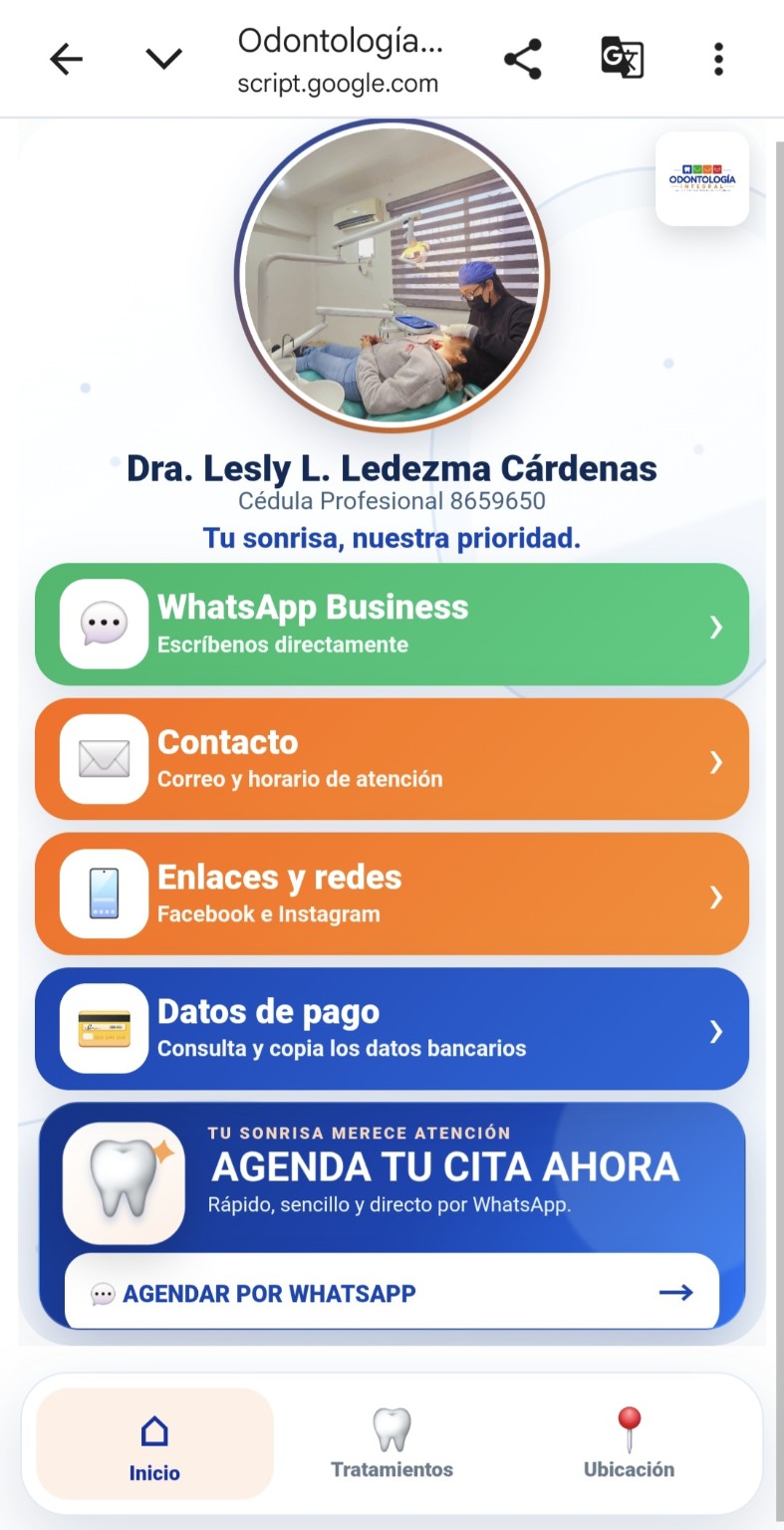 Tarjeta digital interactiva de Odontología Integral